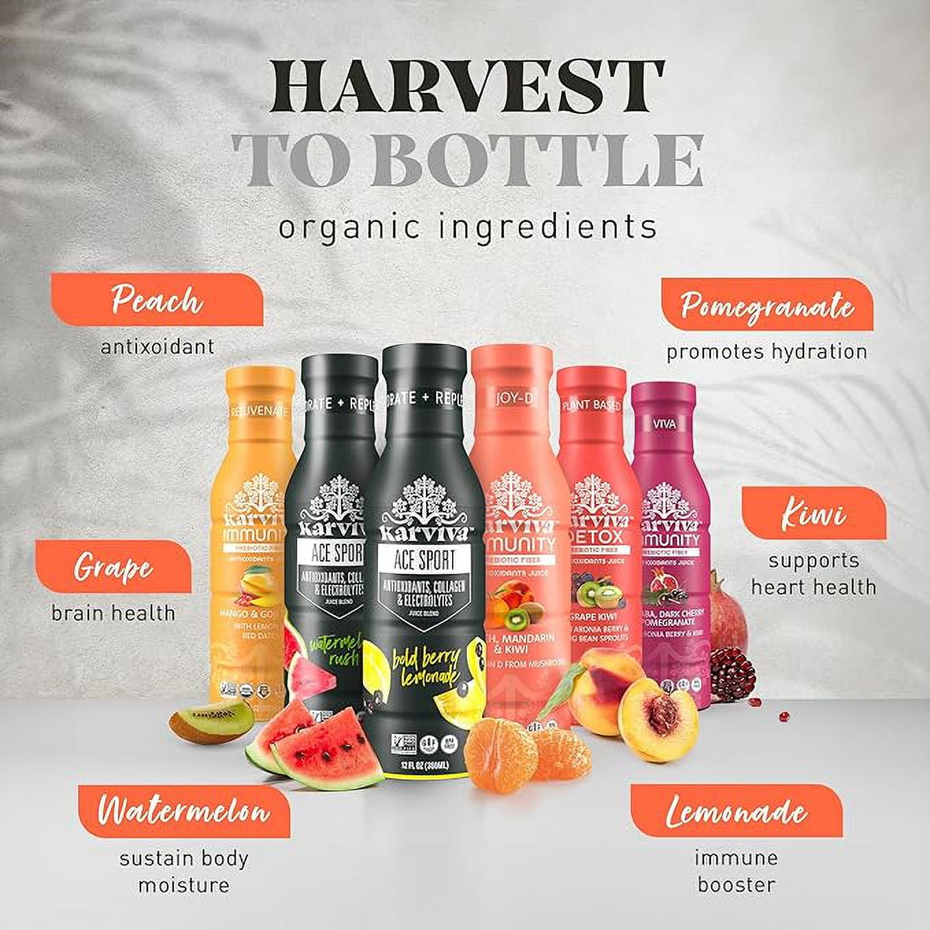 Karviva Organic Juice Cleanse & Skin Glowing Variety Pack, 12 oz BPA-Free Bottles (Pack of 6)