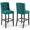 thumbnail image 2 of Modway Baronet Bar Stool Upholstered Fabric Set of 2 in Teal, 2 of 7