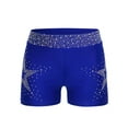 thumbnail image 3 of Hansber Kids Girls Dance Gymnastics Shorts Shiny Rhinestones Elastic Waistband Yoga Tennis Shorts Hot Pants Blue 6, 3 of 7