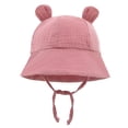 thumbnail image 6 of Lispipm Baby Boys and Girls Bucktet Hat with Cute Bear Ears Comfortable Cotton Sun Hat Infants Summer Windproof Caps Pink 3-12 Months, 6 of 6