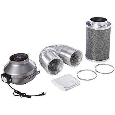 ipower 8 inch 745 cfm inline fan, with 8 inch carbon filter and 25 feet duct combo, 2 clamps included, grow tent ventilation system
