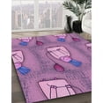 thumbnail image 3 of Ahgly Company Machine Washable Indoor Square Transitional Violet Purple Area Rugs, 4' Square, 3 of 7