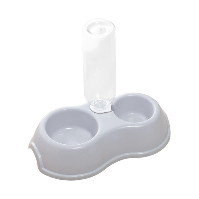 Comedero para perros y gatos, bebedero, plato doble, tazón de agua y comida para mascotas. Gris