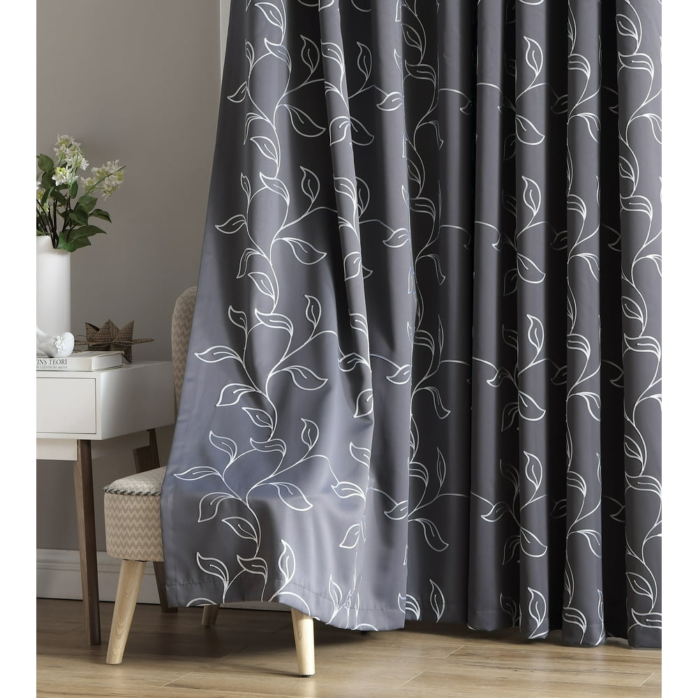 Hlc.Me Carol Floral Embroidered Energy Efficient Room Darkening Thermal ...