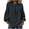 thumbnail image 2 of SDNall Women's 3/4 Sleeve Round Neck Loose Pullover Top, Casual Solid Color Blouse for Women, Ideal for Daily Wear and Home Use, 2 of 6
