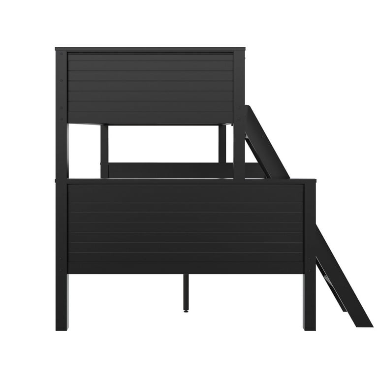 Your Zone Kenzo Convertible Twin-Over-Full Wood Bunk Bed, Black 