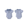 thumbnail image 2 of Loicainy Infant Baby Boy Romper 3 6 12 18 Month Short Sleeve Lapel Collar Stripes Print Bodysuit Newborn Playsuit, 2 of 9