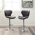 thumbnail image 2 of Gray Upholstered ( Of 2), Adjustable Swivel Function, Thick Foam Padding, Modern Vertical Lined Seat, Sleek Accentuation , 2 - Low-back Style, 360° Rotation, Height, Comfortable, 2 of 7
