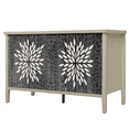 thumbnail image 5 of Tcbosik 4-Door Buffet Sideboard, Modern Storage Cabinet with Adjustable Shelves, Credenza for Kitchen, Living Room, Dining Room, Easy Assembly, Black & Natural, 5 of 8