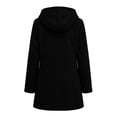 thumbnail image 6 of MOONDU Women's Faux Suede Coat Pea Coat Hooded Button Down Mid-Length Drawstring Long Sleeve with Pockets Casual Fall Winter Daily Wear Top 8 Colors, 6 of 8