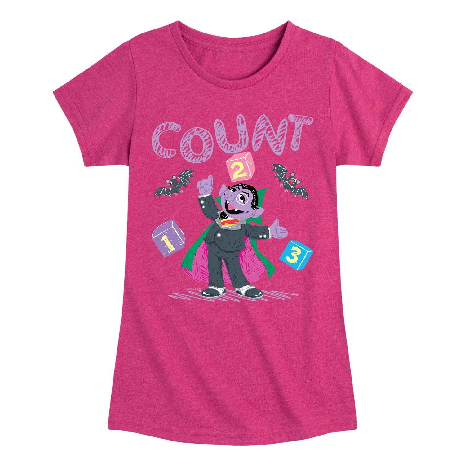 Sesame Street - Count Von Count - Girls Fitted Short Sleeve Graphic T-Shirt