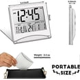 thumbnail image 2 of Reloj despertador digital de viaje de 2 piezas, plegable, con pantalla LCD, calendario, temperatura, modo de repetición, multifunción, pequeño, portátil., 2 of 2