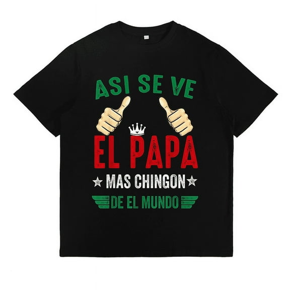 El Papa Mas Chingon Pattern Tops for Mens Fashion Graphic Tees Casual Short Sleeve Cotton Tshirts Black,S