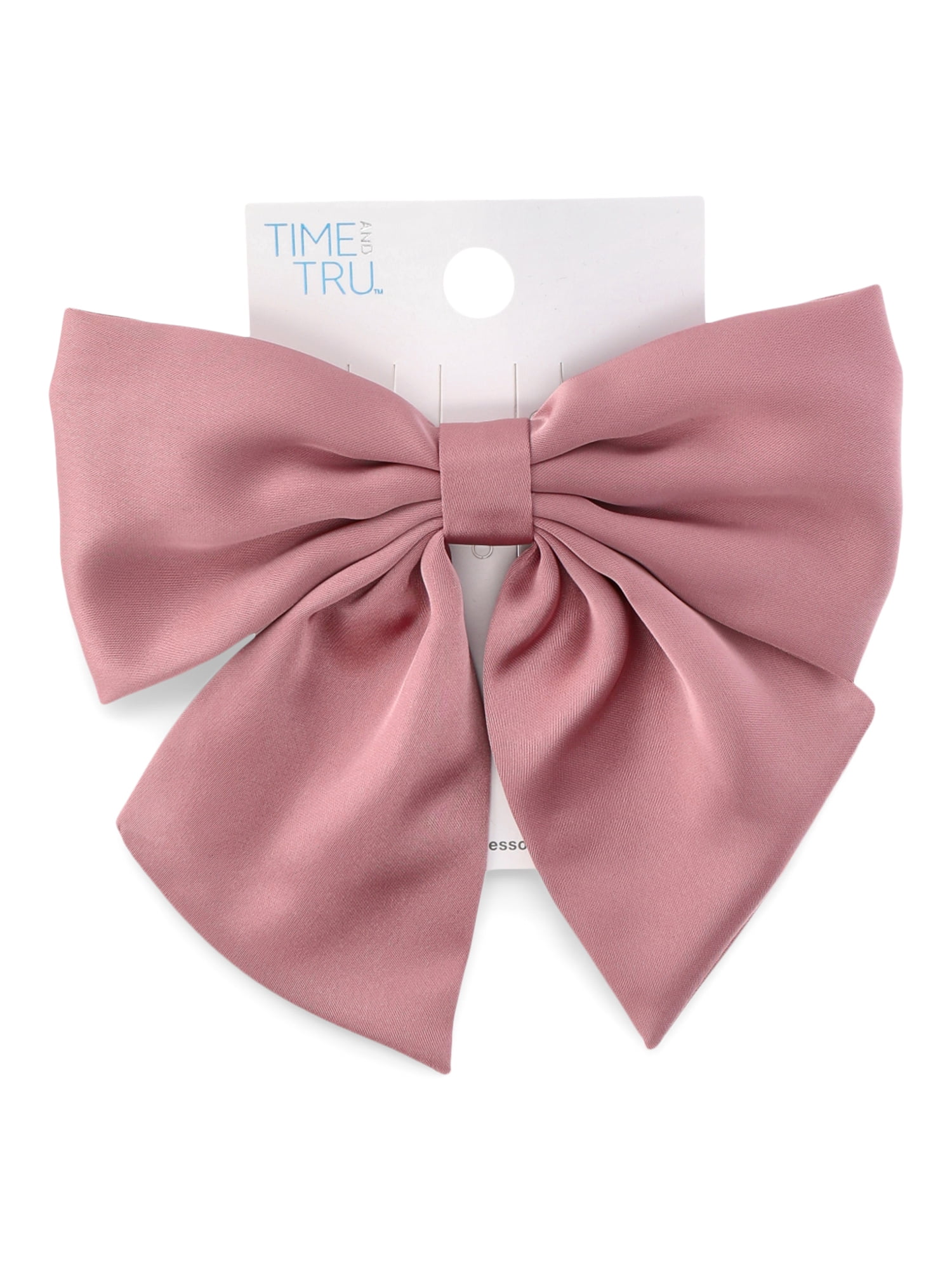 Time and Tru Women's Fabric Bow Hair Barrette, Pink