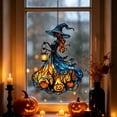 thumbnail image 5 of Liamobondopolis Stained Glass Style Witch Acrylic Hanging Ornament with Pumpkin Bat Lantern Print for Halloween Window Door Wall Decor 7.87 In, 5 of 8