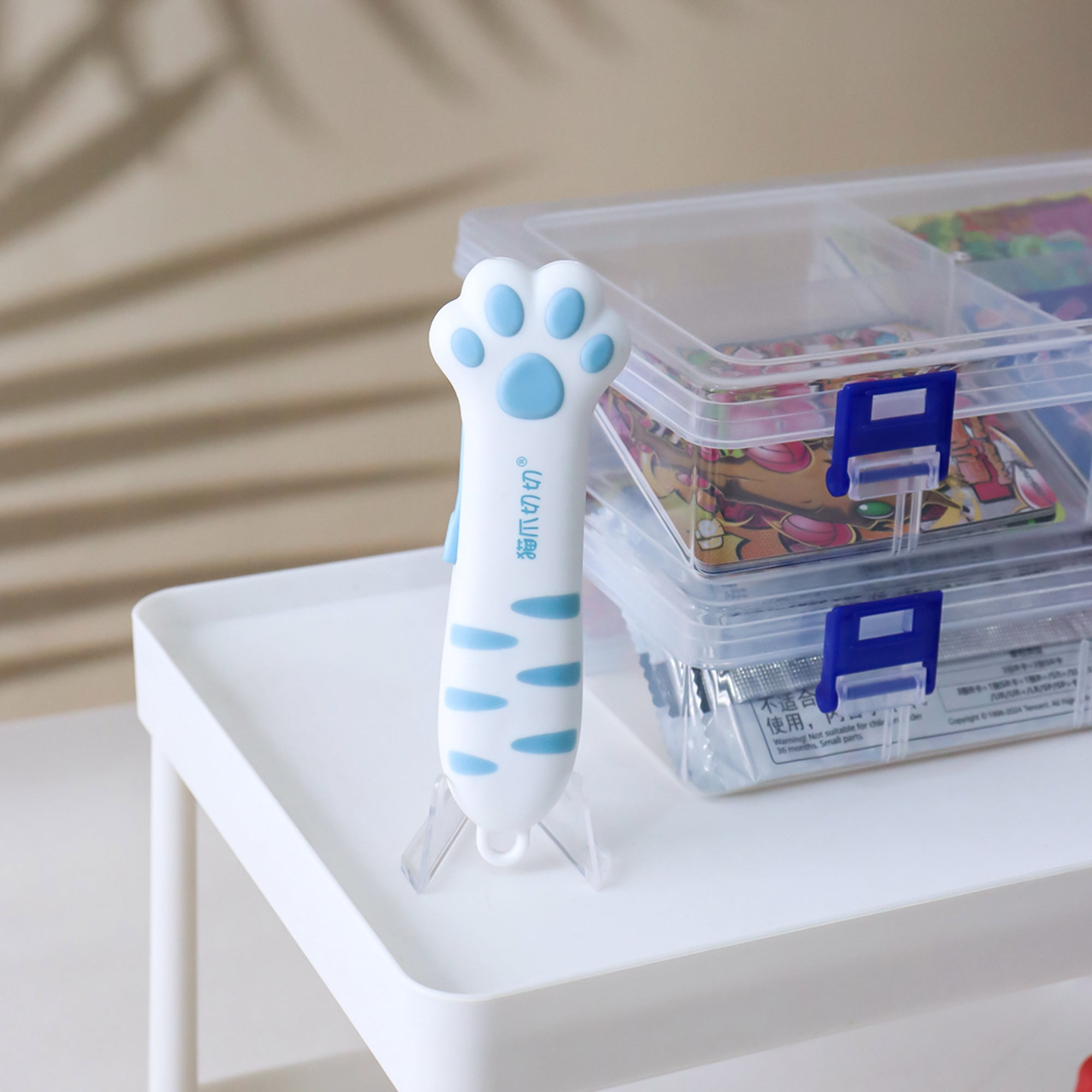 Meowkit Blue Cat Paw Utility Knife, Retractable Box Cutter for Crafts, Gift-Worthy Stationery Tool