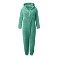 thumbnail image 5 of Women's Plush Hooded Bodysuit Plush Pajamas Long Sleeve Warm Flannel Bodysuit, 5 of 9