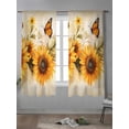 thumbnail image 4 of Sunflower Curtains 63 Inch Length, Sheer Curtains for Bedroom Living Room Window Butterfly Spring Floral Retro Rod Pocket Voile Drapes Kitchen Curtains Small Half Window 42"x63" 2 Panels, 4 of 6