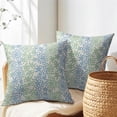 thumbnail image 2 of Blue Green Pillow Covers 20x20 Set of 2 Modern Geometry Dahlia Floral Print Pattern Outdoor Decorative Linen Zipper Throw Pillows Cases Cushion Cover Rustic Decoration Farmhouse Sofa Couch Bed Decor, 2 of 4