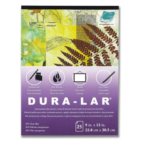 Grafix Clear Dura-Lar Pad, 25 Sheets, .005mm, 9 in x 12 in