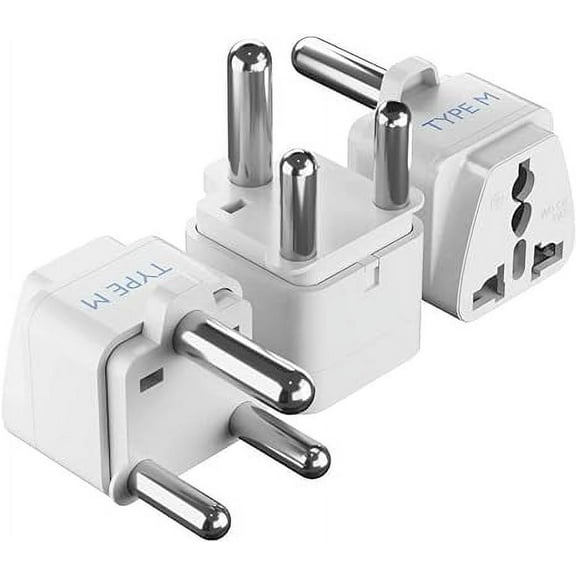 Ceptics South Africa Travel Plug Adapter (Type M) - 3 Pack [Grounded & Universal] (GP-10L-3PK)