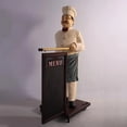 thumbnail image 4 of Chef With Rolling Menu Board Life Size Statue, 4 of 8