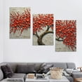 thumbnail image 4 of ONETECH - hand-painted Oil Painting On Canvas Texture Palette Knife Red Flowers Paintings Modern Home Decor Wall Art Painting Colorful 3D Flowers Tree Paintings  12''x16''X3 Panels, 4 of 4