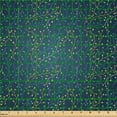 thumbnail image 2 of Ambesonne Leaves Fabric by the Yard Microfiber, Little Buds on Branches, 1 Yard, Dark Blue Green Yellow, 2 of 2