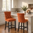thumbnail image 3 of Widened Counter Height Bar Stools Set of 4, Orange Wood Bar Stools for Kitchen Island, Modern Barstools with Backs, Sillas para Barra de Cocina, Velvet Counter Height Chairs (Orange, 4Pcs), 3 of 5