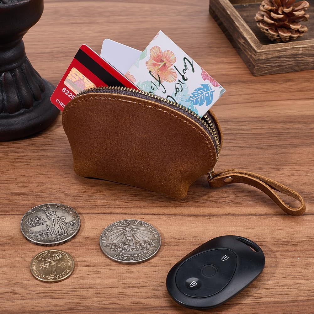 Leather Credit Card Wallets for Women Men Coin Purse with Zipper Leather Credit Card Wallets for Women Men Coin Purse with Zipper