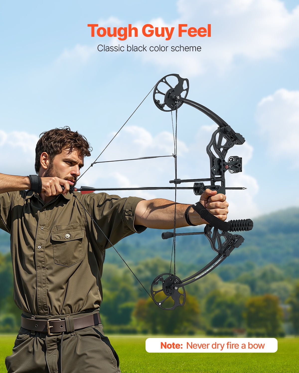 VEVOR Compound Bow Archery, Adjustable 19-30 in Draw Length Compound Bow Package for Beginner, 19-70 Lbs Draw Weight Archery Bows and Arrow Set, Right Hand Kit with Hunting Equipment, 320 fps, Black