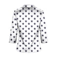 thumbnail image 6 of Fengqque 3/4 Length Sleeve Womens Tops Satin V Neck Shirts Star Print Business Waist-cinching Blouses White-J XL(XL), 6 of 6