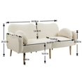 thumbnail image 7 of Velvet Loveseat Sofa Couch with Adjustable Backrest,Upholstered Accent Sofa with 2 Bolster Pillows and Metal Legs,Living Room Sofa Couch for Small Space Office,White Teddy, 7 of 7