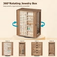 thumbnail image 6 of 360° Rotating Jewelry Box for Women, Wooden Large Jewelry Organizer with 5 Drawers, Vertical Open Design Jewelry Organizers and Storage for Earring Ring Necklace Bracelet,Rustic Brown, 6 of 8