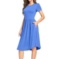 thumbnail image 2 of Aiyino Women's Short Sleeve Polka Dot Casual Dress Pleated Loose Flowy Midi Dress With Pocket, 2 of 5
