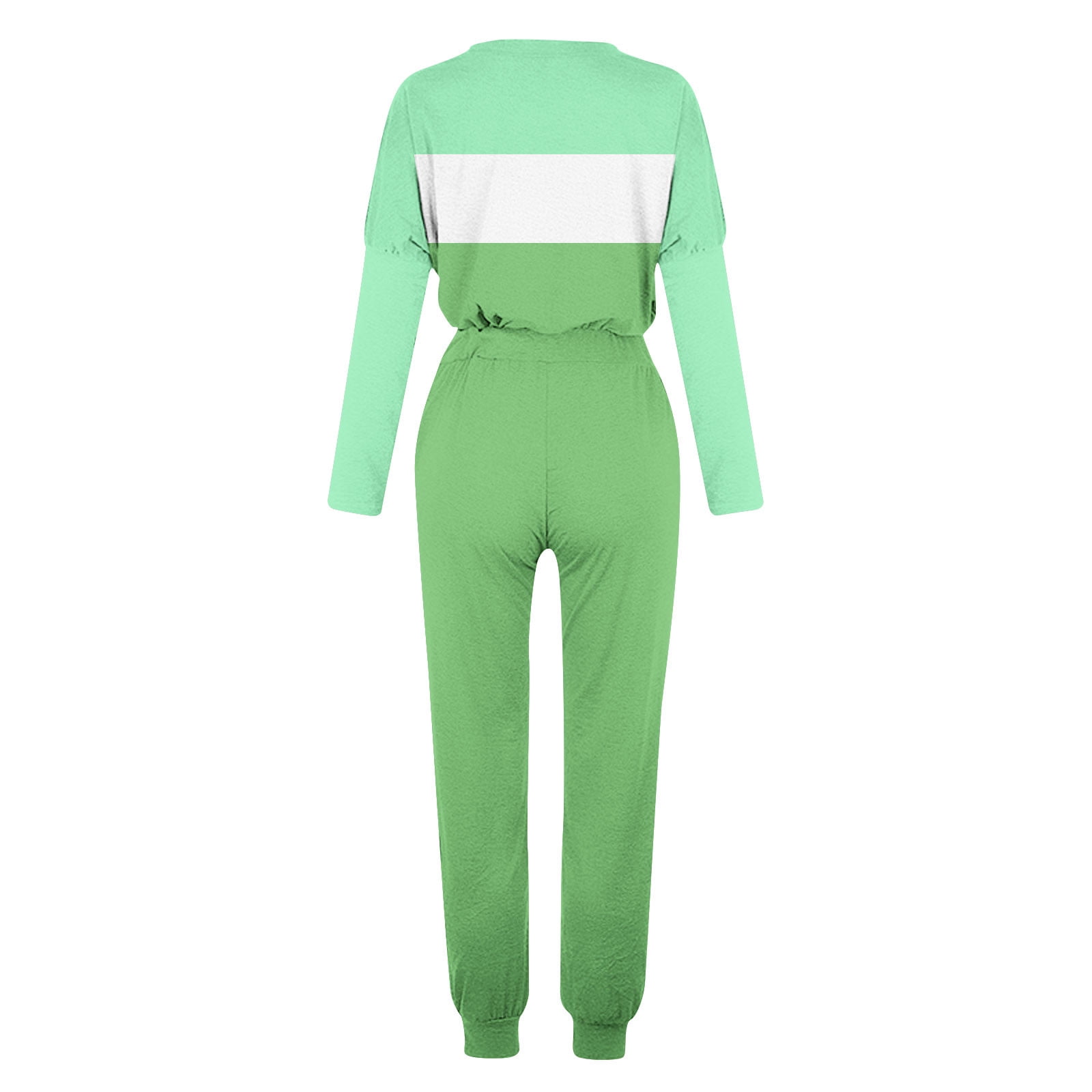 2 Piece Lounge Sets for Women Plus Size Two Piece Sets Plus Size Women Dressy Women'S Round Neck Long Sleeve Top + Pants Color Blocking Home Sports Casual Yoga Suit