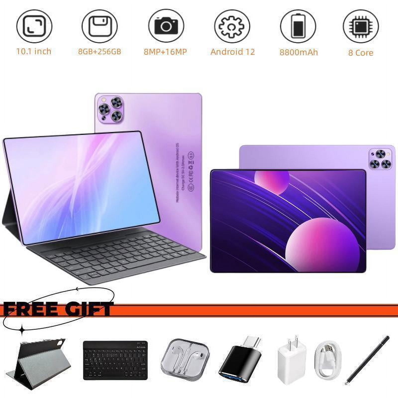 Tablet 10.1 Inch Android 12 Tablet,WiFi Tablets PC,8 GB RAM+256GB ROM( Expand to 512GB),Octa-Core,4G/5G Wi-Fi,Bluetooth,Dual Camera 8MP+16MP,8800mAh,With Bluetooth keyboard
