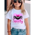 thumbnail image 1 of Halloween T-shirt - Girls' Spooky Spider Graphic Cotton T-Shirt - Casual Crew Neck Short Sleeve Knit Top for Kids, Regular Fit, 100% Cotton, Summer Wear, Size 12 and Under, 1 of 6