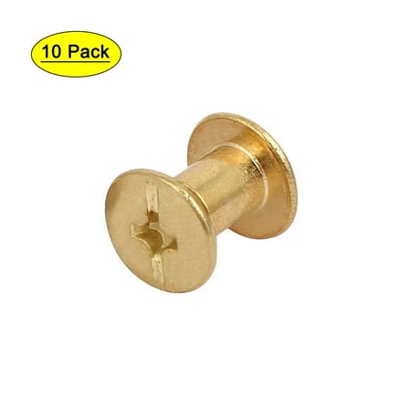 

Uxcell 5mmx6mm Binding Chicago Screw Posts Nuts Docking Rivets Brass Tone (10-pack)