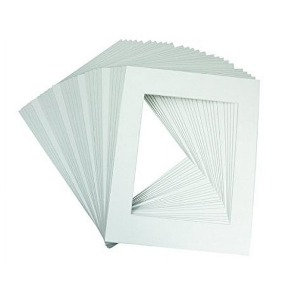 Pack of 20, WHITE COLORS 8x10 Picture Mats Matting with White Core Bevel Cut for 5x7 Pictures