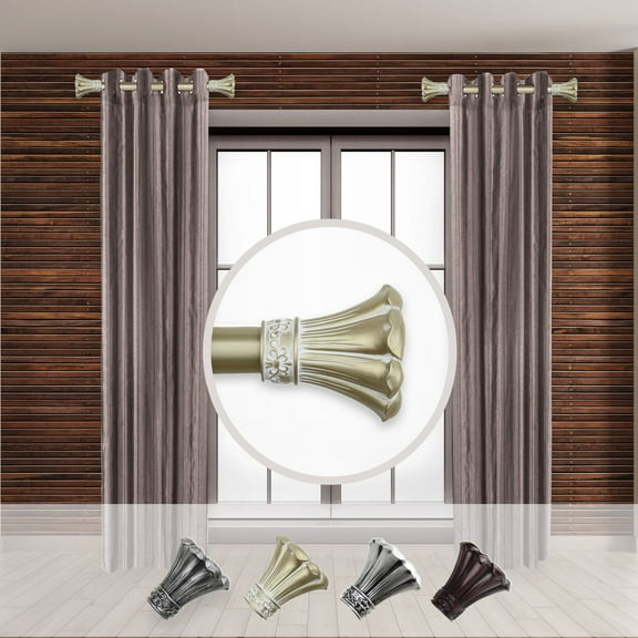 Side Window Curtain Rod Set - 1" Rod, 12-20" Length, Light Gold Finish (2-Pack)