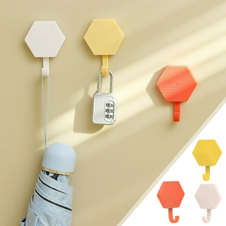 

Seebayas Strong Adhesive Wall Hook Hexagonal Kitchen Bathroom Door Behind Traceless Adhesive Hook Non-Porous Adhesive Hook Home Multi-Purpose Color Hook Kitchen Accessories Clearance Home