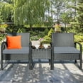 thumbnail image 4 of Costway 3PCS Patio Rattan Furniture Set Coffee Table Conversation Sofa Cushioned Gray, 4 of 12