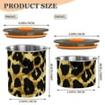 thumbnail image 3 of Gold Leopard Print Cheetan Airtight Coffee Bean Canister 17oz Food Storage Containers with Lids For Gournd, Tea, Sugar, Flour, Rice, Cereal, Candy Cookie Jar, 3 of 8