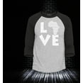 thumbnail image 2 of Shop4Ever Men's Love Africa Raglan Baseball Shirt Small Heather Grey/Black, 2 of 4