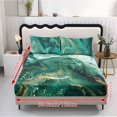 thumbnail image 2 of COEQINE Queen Sheet Set 3 Pieces Bedding Set, Comfort Fade Resistant Fitted Sheet with 2 Pillowcases, Winter Bottom Bedsheet Easy & Secure Fit, Green Marble, 2 of 5