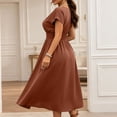 thumbnail image 5 of Ruimatai Women's V-Neck Twist Waist Short Sleeve A-Line Casual Midi Dresses for Women Work Office & Party Wear, 5 of 5