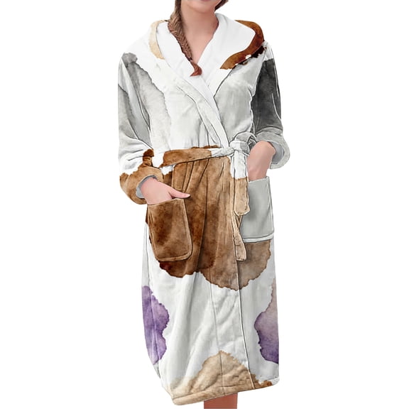 Gifts for Women Robes for Women Fluffy House Coat Oversized Soft Women's Sleepwear Spa Womens Bathrobe Brown