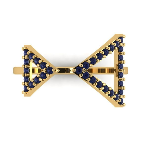 Statement Engagement Ring for Women - 0.2475ct Simulated Blue Sapphire in 18K Yellow Gold Promise Ring