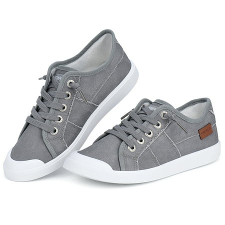 JENN ARDOR Women s Fashion Canvas Shoes Casual Low Top Lace Up Comfort Sneakers Breathable Platform Loafers Walking Flats